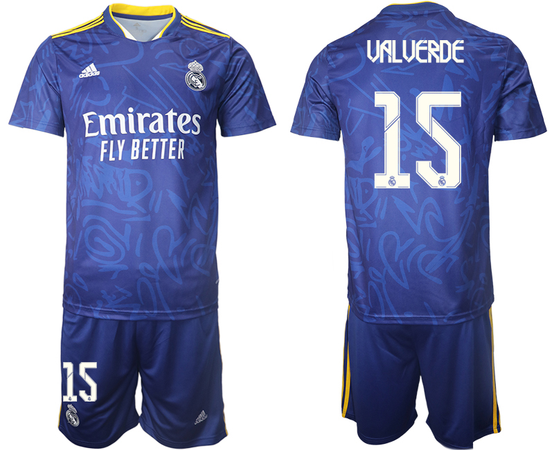 Men 2021-2022 Club Real Madrid away blue #15 Soccer Jersey